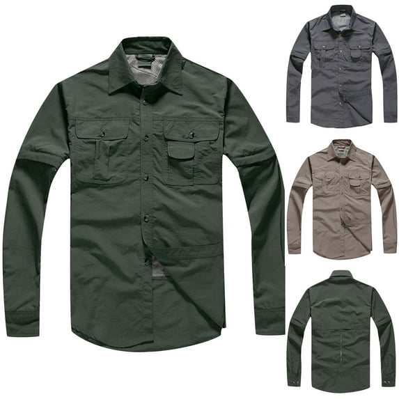 APEXFWDT Men's Long Sleeve Fishing Hiking Shirts Quick Dry Button Down Lightweight Shirts with UPF Sun Protection