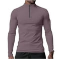 thumbnail image 1 of APEXFWDT Men's Long Sleeve Half-Zip Stand Collar Top Slim Fit Athletic Training Shirt with Thumb Holes Casual Activewear,L,Purple, 1 of 7