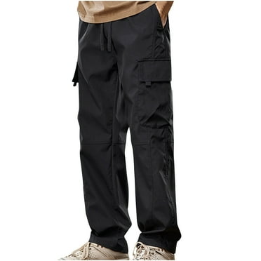 APEXFWDT Men's Loose-fit Cargo Work Pant Men's Baggy Cargo Pants Elastic Waist Drawstring Flap Pocket Trousers Streetwear Outdoor Hiking Cargo Pants