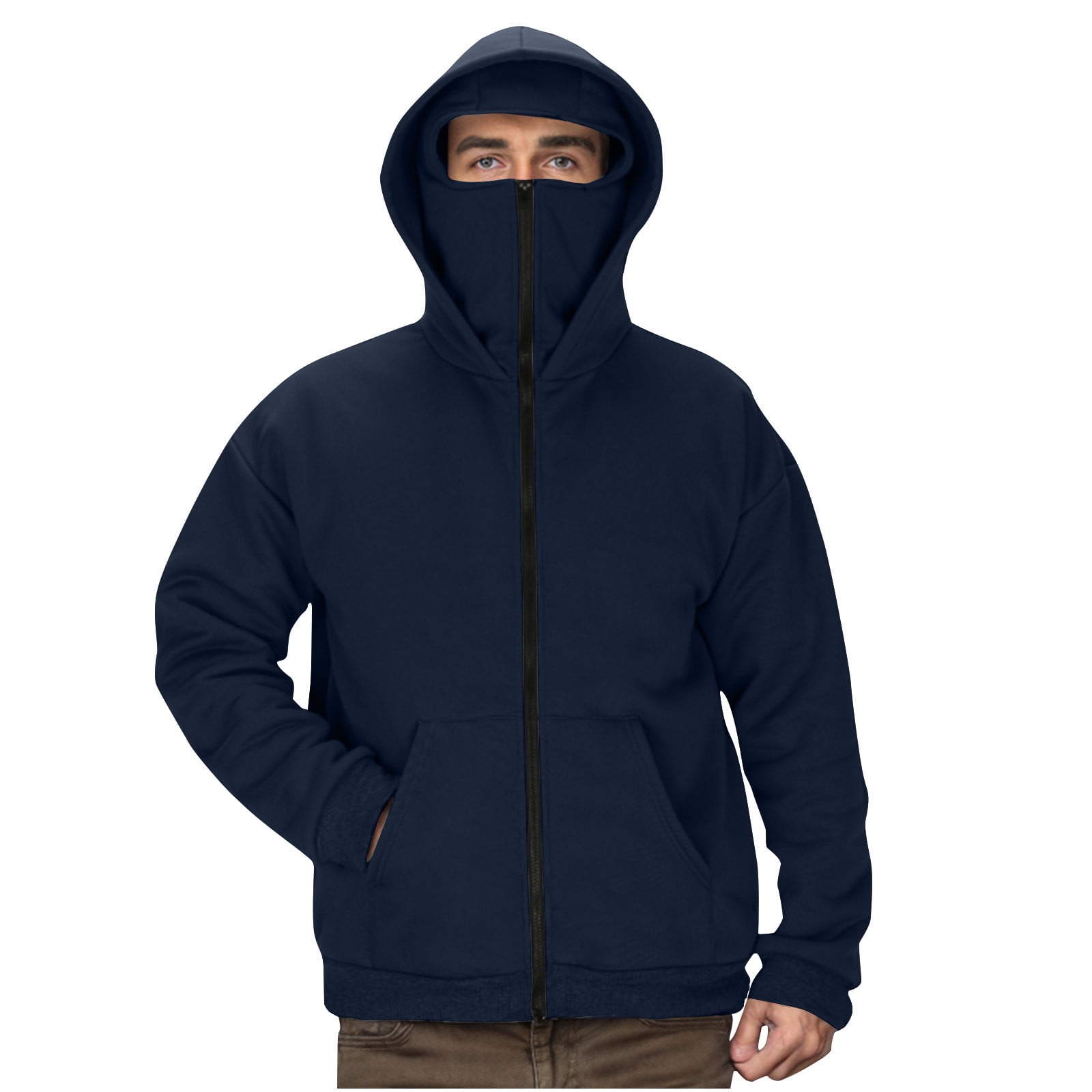 APEXFWDT Men's Mask Hooded Gym Workout Sweatshirt Lightweight Long