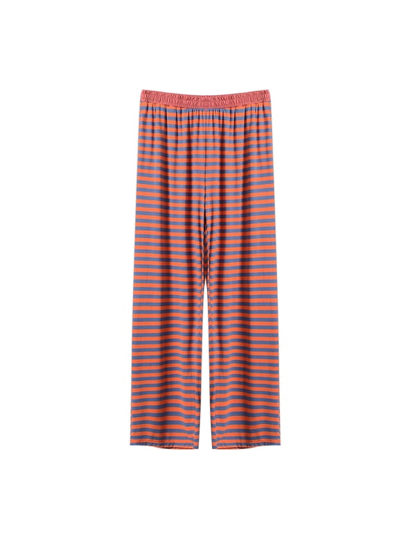 APEXFWDT Men's Modal Lounge Pants XL-8XL - Big and Tall Wide Leg Striped Pajama Trousers with Side Pockets