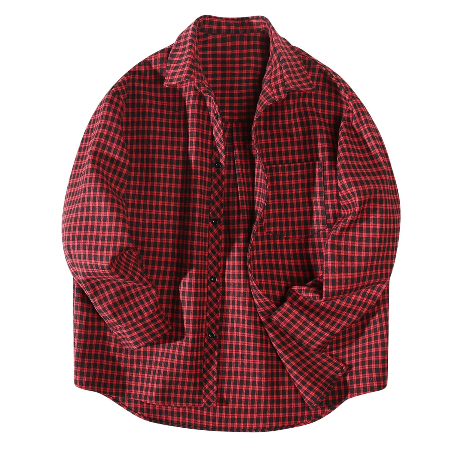 APEXFWDT Men's Plaid Button Down Shirts Big and Tall Long Sleeve Casual