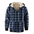 thumbnail image 1 of APEXFWDT Men's Plaid Flannel Jacket Sherpa-Lined Hooded Jacket Fall Winter Warm Casual Outerwear for Cold Days Errands,XXL,Navy, 1 of 5