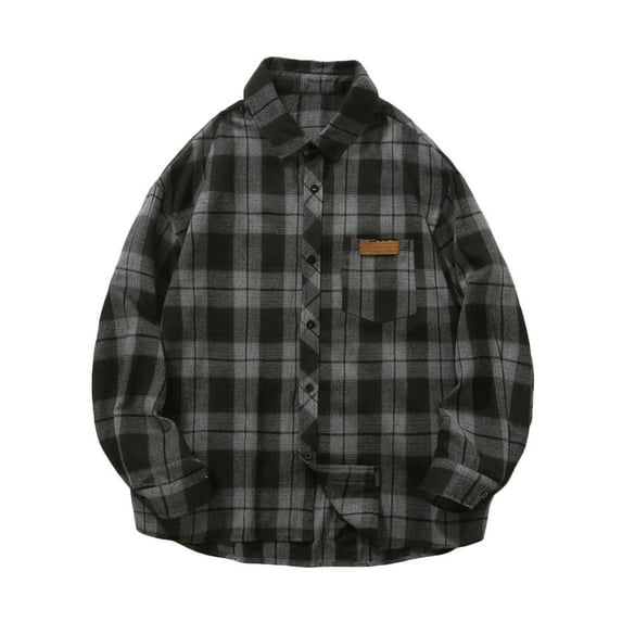 APEXFWDT Men's Plaid Flannel Shirt Casual Button Down Big and Tall Oversized Shirts Long Sleeve Loose Fit Lightweight Shirts Jacket Shacket