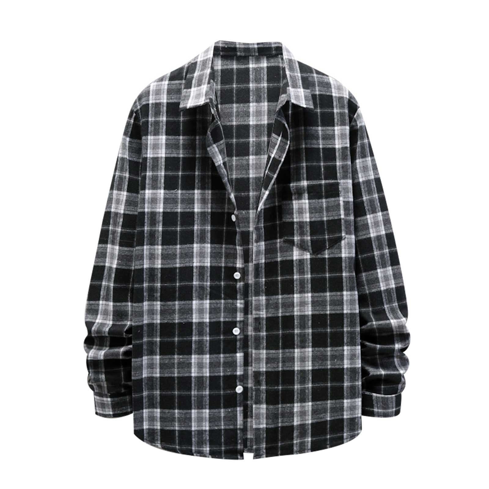 APEXFWDT Men's Plaid Flannel Shirts Casual Long Sleeve Button Down ...