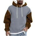 thumbnail image 1 of APEXFWDT Men's Plaid Raglan Sleeve Hoodie Big & Tall Long Sleeve Lightweight Athletic Pullover Casual Sweatshirt with Pockets,M,Yellow, 1 of 5