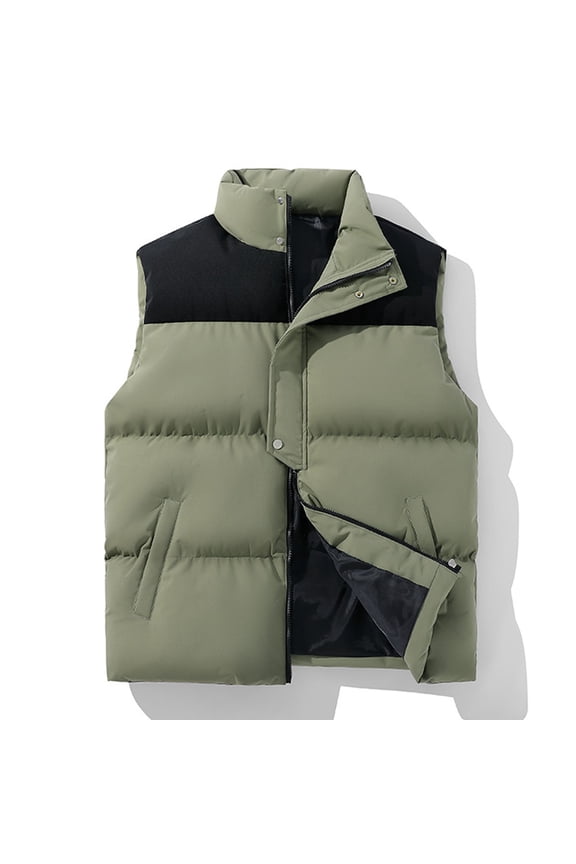APEXFWDT Men's Puffer Vest Winter Outdoor Zipper Sleeveless Warm Puffey Jacket Casual Lightweight Quilted Stand Collar Vest Size M To 3XL