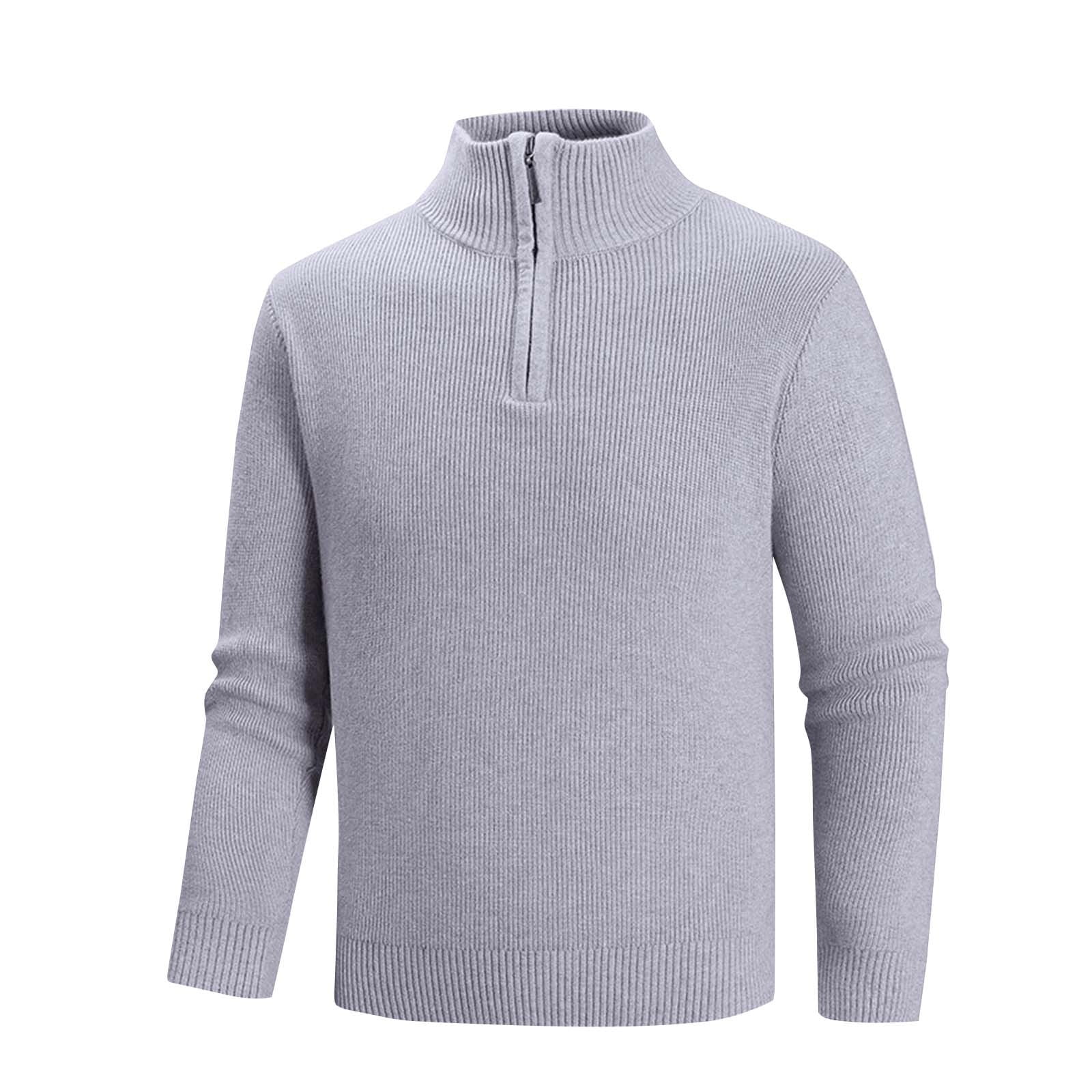 APEXFWDT Men’s Quarter-Zip Mock Neck Sweater Knit Long Sleeve Stretchy ...