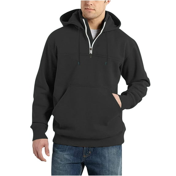APEXFWDT Men's Quarter Zip Up Pullover Hoodie Regular Fit Mock Neck Long Sleeve Sweatshirts Casual Solid Hooded Sweatshirt Tops