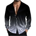 thumbnail image 1 of APEXFWDT Men's Satin Gradient Button-Down Shirt Big&Tall Long Sleeve Collared Casual Shirt, Stylish Wear,XL,Gray, 1 of 8