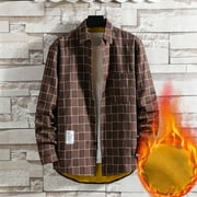 BFHHYA APEXFWDT Men's Sherpa Fleece Plaid Shirts Jackets Casual Long Sleeve Lightweight Jackets Button Up Fleece Lined Flannel Jackets Coat Thermal