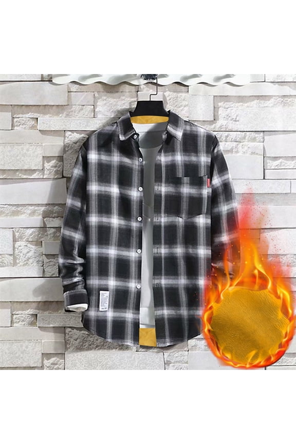 APEXFWDT Men's Sherpa Fleece Plaid Shirts Jackets Casual Long Sleeve Lightweight Jackets Button Up Fleece Lined Flannel Jackets Coat Thermal