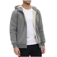 thumbnail image 1 of APEXFWDT Men's Sherpa-Lined Hoodie Jacket - Zip-Up Drop Shoulder Casual Sweatshirt Outerwear for Outdoor Hikes & Casual Gatherings,L,Gray, 1 of 6