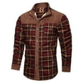thumbnail image 1 of APEXFWDT Men's Sherpa-Lined Plaid Shirt Button Down Warm Flannel Plaid Jacket Colorblock Long Sleeve Layered Casual Outerwear,L,Red, 1 of 8