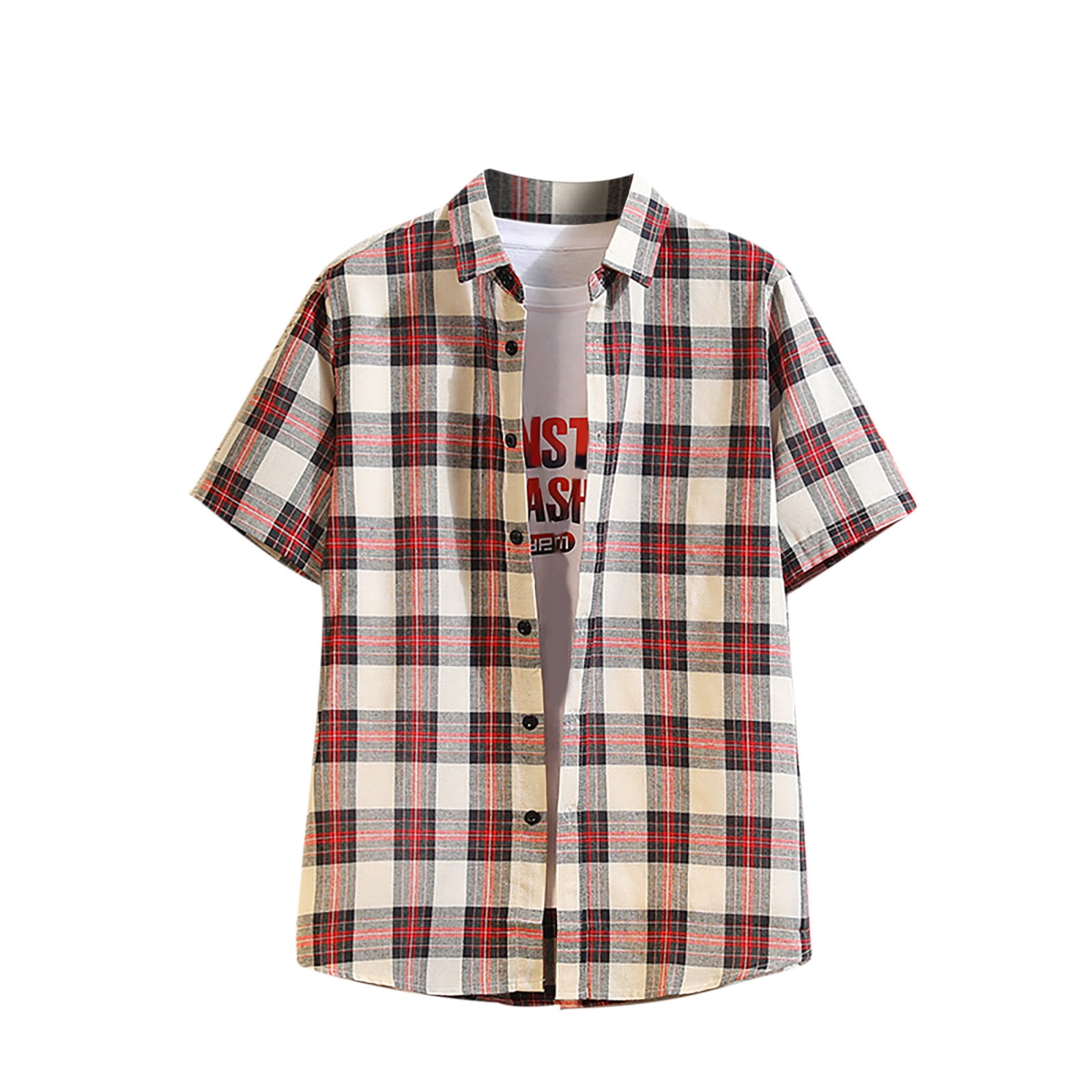 Men's Fashionable Lapel Casual Plaid Shirt