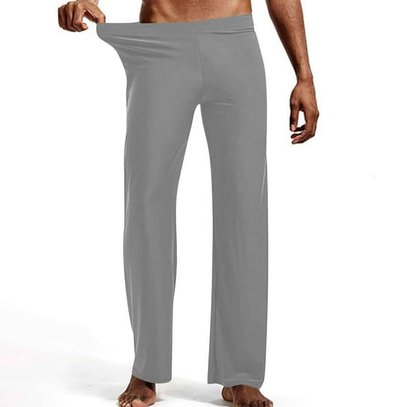 APEXFWDT Men's Soft Lightweight Sleep Pants - Elastic Waist Straight-Leg Pajama Bottom Lounge Pants Breathable Nightwear,S,Gray