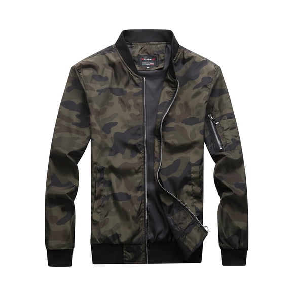 APEXFWDT Men's Softshell Bomber Jacket Camo Lightweight Slim Fit Windbreaker Big and Tall Casual Zip Up Jacket Outwear with Pockets M-7XL