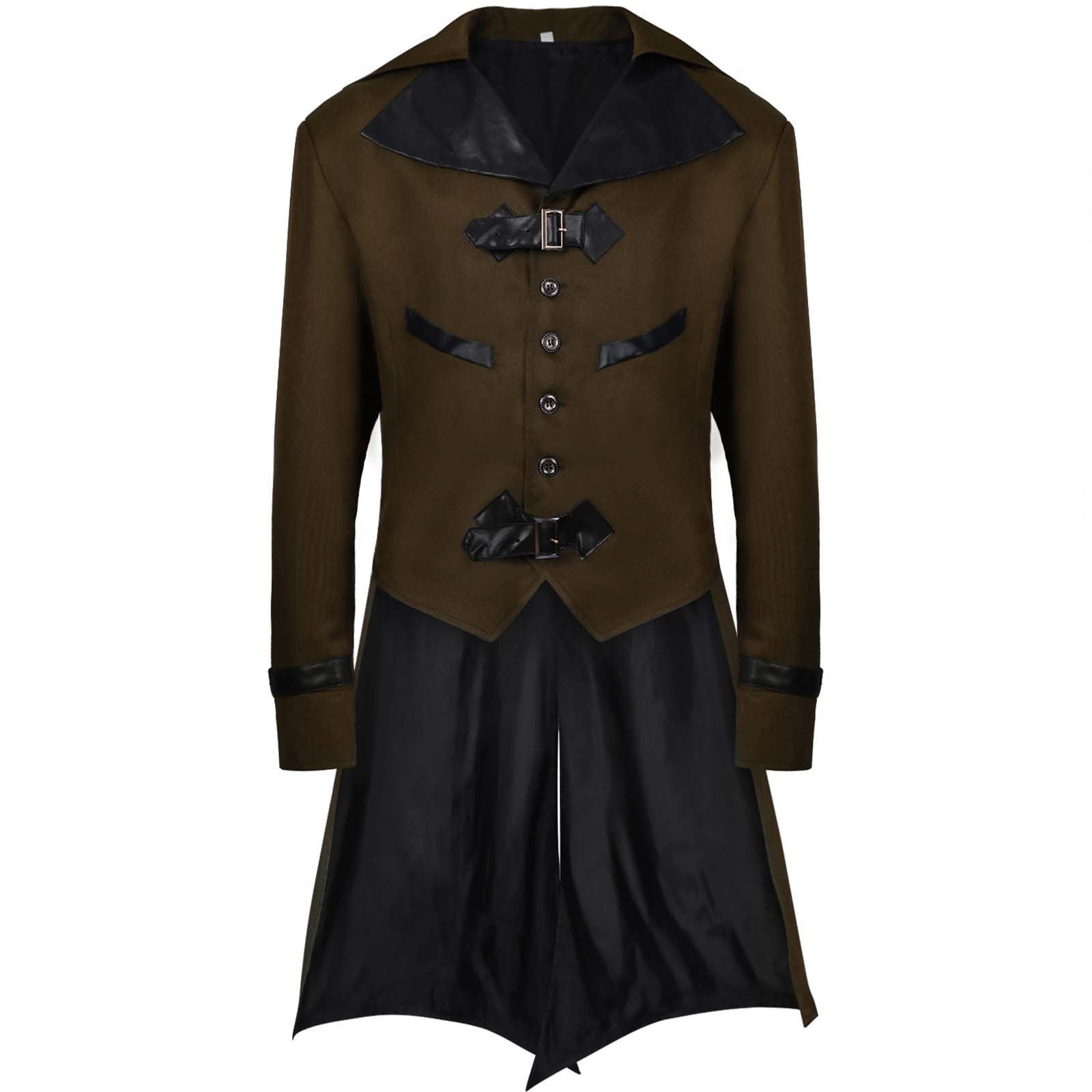 APEXFWDT Men's Steampunk Vintage Tailcoat Jacket Gothic Victorian Frock