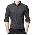 thumbnail image 1 of APEXFWDT Men's Striped Button-Down Dress Shirt Long Sleeve Collared Wrinkle-Resistant Shirt Business Casual Wear,L,Black, 1 of 3