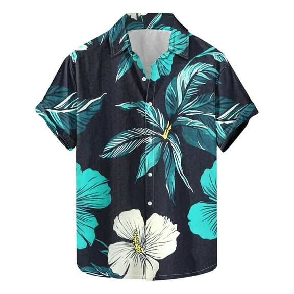 APEXFWDT Men's Summer Aloha Hawaiian Shirt - Tropical Floral Print Short Sleeve Button Down Shirt, Breathable for Beach & Vacation,Big and Tall S-5XL