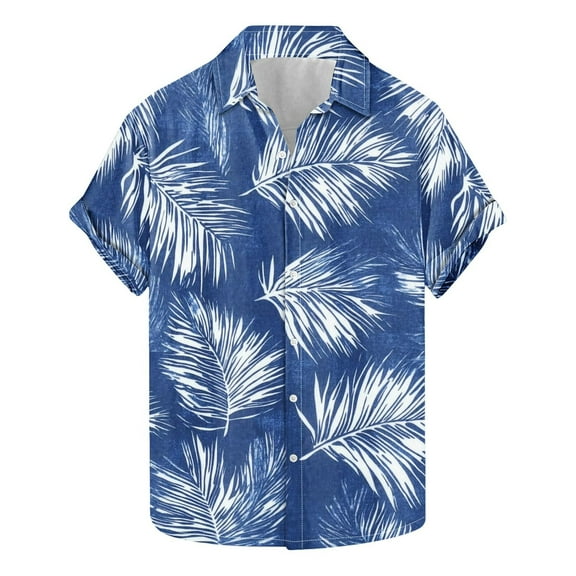 APEXFWDT Men's Summer Aloha Hawaiian Shirt - Tropical Floral Print Short Sleeve Button Down Shirt, Breathable for Beach & Vacation,Big and Tall S-5XL