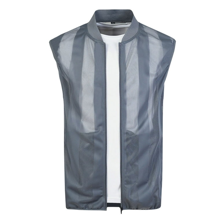 APEXFWDT Men s Summer Mesh Cycling Vest Full Zip Quick dry Sleeveless Jacket Casual Lightweight Breathable Travel Vest with Pockets
