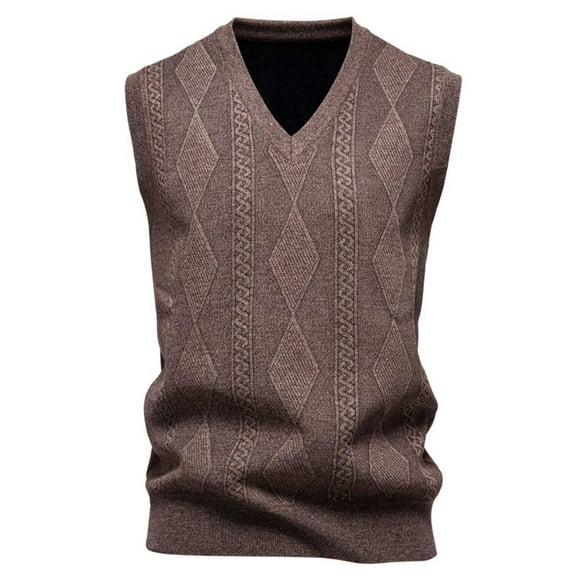 APEXFWDT Men's Sweater Vest Sleeveless Stretchy V-Neck Sweater Slim Fit Lightweight Classic Casual Knit Vest,L,Coffee