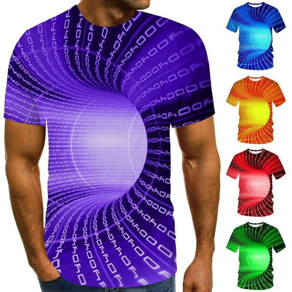 APEXFWDT Men's T-Shirt Big and Tall Short Sleeve Crewneck Cotton Blend Tee Casual Loose 3D Digital Breathable Tops M-5X