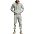 thumbnail image 1 of APEXFWDT Men’s Tracksuit Lounge Sets – Zipper Hooded Sweatshirt Jackets+ Drawstring Cuffed Jogger Sporty Casual Sweatsuits,L,Gray, 1 of 8