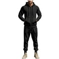 thumbnail image 1 of APEXFWDT Men’s Tracksuit Lounge Sets – Zipper Hooded Sweatshirt Jackets+ Drawstring Cuffed Jogger Sporty Casual Sweatsuits,XL,Black, 1 of 8