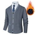 thumbnail image 1 of APEXFWDT Men's V-Neck Fleece-Lined Sweater Cardigan Casual Stretch Knit Button-Up Sweater Jacket for Fall/Winter Business & Office, 1 of 9