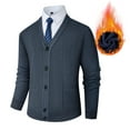 thumbnail image 1 of APEXFWDT Men's V-Neck Fleece-Lined Sweater Cardigan Casual Stretch Knit Button-Up Sweater Jacket for Fall/Winter Business & Office, 1 of 7