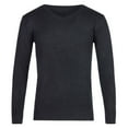 thumbnail image 1 of APEXFWDT Men's V Neck Sweater Long Sleeve Warm Knit Pullover Solid Color Base Layer Undershirt for Daily Wear,M,Black, 1 of 3