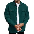 thumbnail image 1 of APEXFWDT Men's Waffle Knit Button-Down Shirt Jacket Collared Long Sleeve Overshirt with Pockets, Layered Outerwear,L,Army Green, 1 of 7