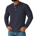 thumbnail image 1 of APEXFWDT Men's Waffle Knit Henley Shirt Solid Color Basic Pullover Long Sleeve Casual Base Top for Daily Commutes,XXXL,Navy, 1 of 2