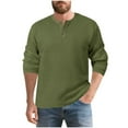 thumbnail image 1 of APEXFWDT Men's Waffle Knit Henley Top Casual Long Sleeve Base Layer Solid Color Fall Top for Daily Errands & Weekend, 1 of 9