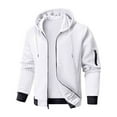 thumbnail image 1 of APEXFWDT Men's Waffle Knit Hooded Jacket Long Sleeve Zip-Up Athletic Outerwear Multiple Pockets Casual Jacket,L,White, 1 of 2