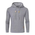 thumbnail image 1 of APEXFWDT Men's Waffle Knit Hoodie Long Sleeve Solid Color Pullover Sweatshirt with Drawstring Hood for Relaxed Fit & Comfort,L,Gray, 1 of 3