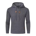 thumbnail image 1 of APEXFWDT Men's Waffle Knit Hoodie Long Sleeve Solid Color Pullover Sweatshirt with Drawstring Hood for Relaxed Fit & Comfort,XL,Dark Gray, 1 of 3