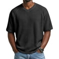thumbnail image 1 of APEXFWDT Men's Waffle Knit Short Sleeve Shirt V-Neck Raglan Sleeve Casual Basic Sport Top,XXL,Dark Gray, 1 of 8