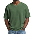 thumbnail image 1 of APEXFWDT Men's Waffle Knit Short Sleeve Shirt V-Neck Raglan Sleeve Casual Basic Sport Top,XXXL,Green, 1 of 8