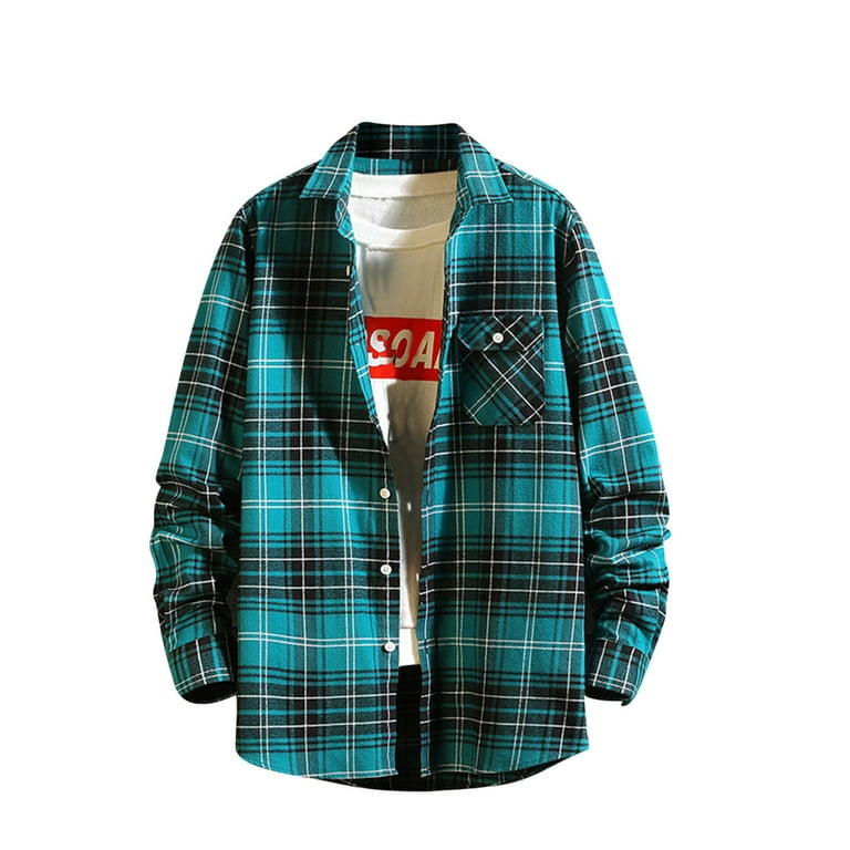 Casual Plaid Buttons Contrast Turndown Collar Long Sleeve Two Pieces Casual Plaid Buttons Contrast Turndown Collar Long Sleeve Two Pieces