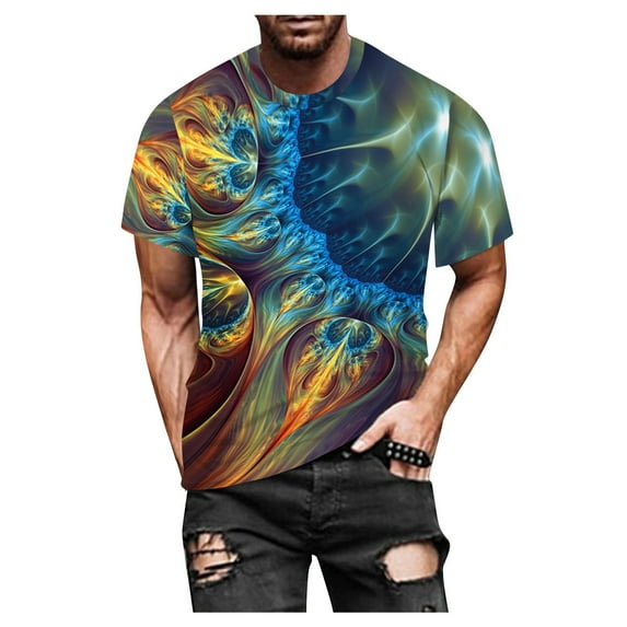 APEXFWDT Mens Casual T Shirt Big and Tall Summer Short Sleeve Crew Neck Tee Tops 3D Print Streetwear Breathable TShirt S-5X