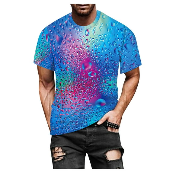 APEXFWDT Mens Casual T Shirt Big and Tall Summer Short Sleeve Crew Neck Tee Tops 3D Print Streetwear Breathable TShirt S-5X