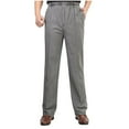 thumbnail image 1 of APEXFWDT Mens Comfort Linen Dress Pant Straight Fit Flat Front Trousers Stylish Expandable Waist Flat Front Pants Reg. and Big & Tall, 1 of 5