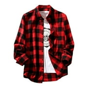 BFHHYA APEXFWDT Mens Flannel Shirts Long Sleeve Button Down Shirt Casual Work Shirts for Men Buffalo Plaid Checkered Jacket with Pocket