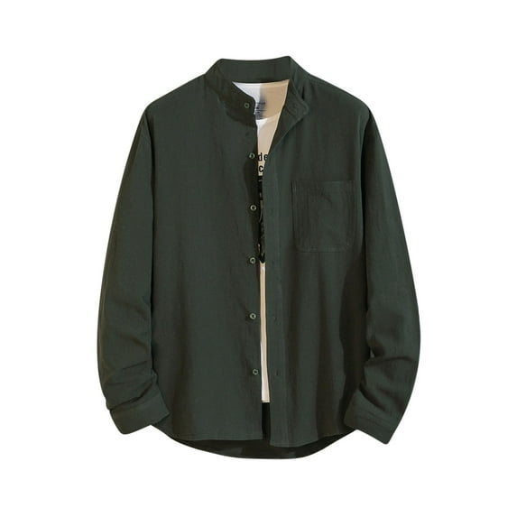 APEXFWDT Mens Lightweight Button Down Shirt Jacket Linen Casual Shacket for Men Big and Tall Cotton Overshirt,M-5XL