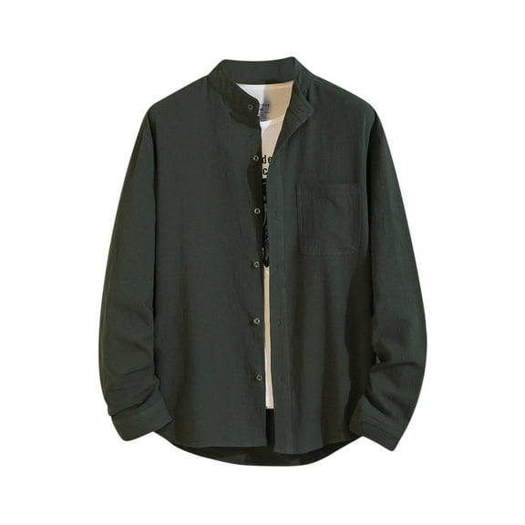 APEXFWDT Mens Lightweight Button Down Shirt Jacket Linen Casual Shacket for Men Big and Tall Cotton Overshirt,M-5XL