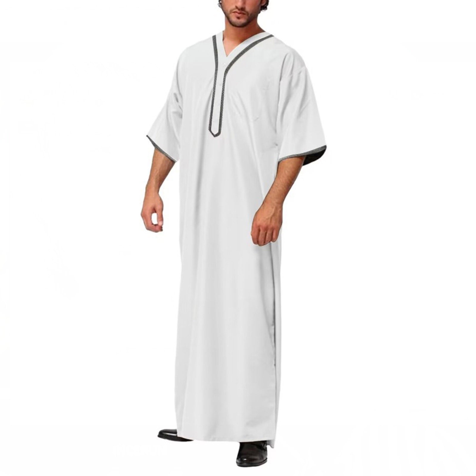 APEXFWDT Mens Maxi-Muslim Kaftan Robe Big and Tall 3/4 Sleeve Abaya ...