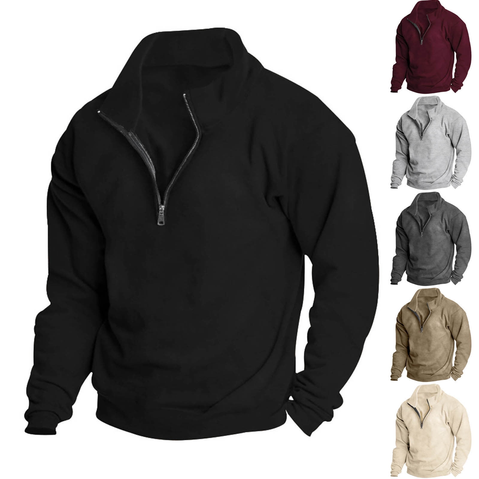 APEXFWDT Mens Vintage Half Zip Sweatshirts Long Sleeve Stand